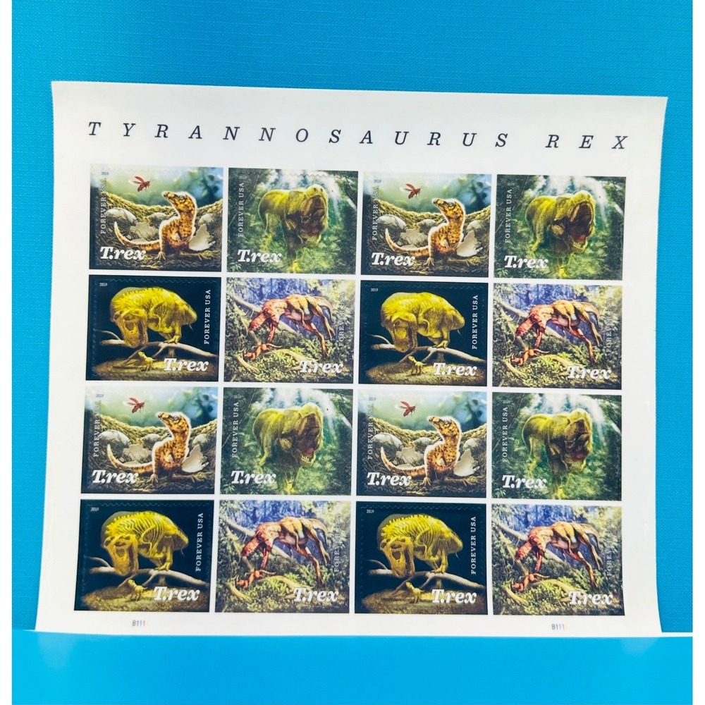 USPS Tyrannosaurus Rex Forever Stamps Sheet of 16 T-Rex Dinosaurs 2019 New